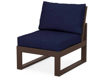 Unbranded Modular Armless Chair in Mahogany / Navy