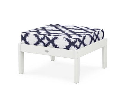 POLYWOOD® Braxton Deep Seating Ottoman in Vintage White / Trellis Navy