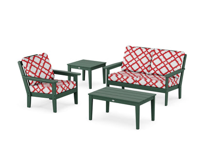Country Living Wovendale 4-Piece Deep Seating Set in Green / Trellis Crimson
