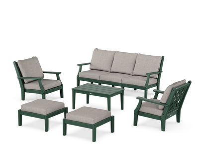 Country Living Wovendale 6-Piece Lounge Sofa Set in Green / Weathered Tweed