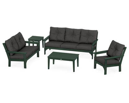 POLYWOOD® Vineyard 5 Piece Deep Seating Set in Green / Spectrum Carbon