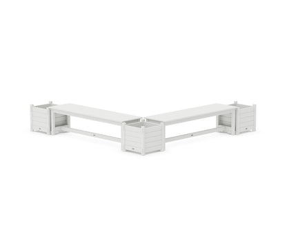 POLYWOOD® 60" Nautical L- Shaped Planter Bench Corner Set in White