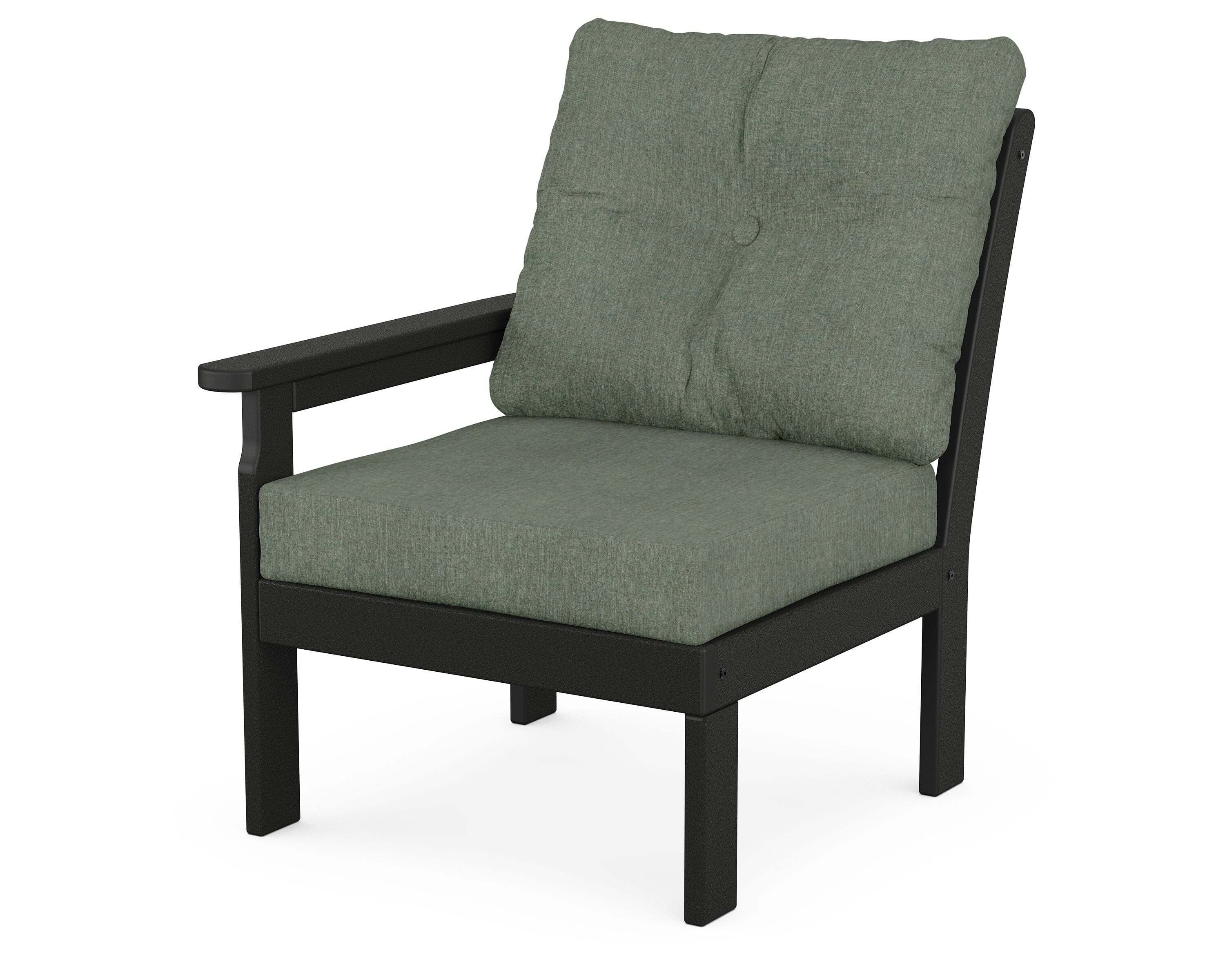 POLYWOOD® Vineyard Modular Left Arm Chair in Black / Cast Sage