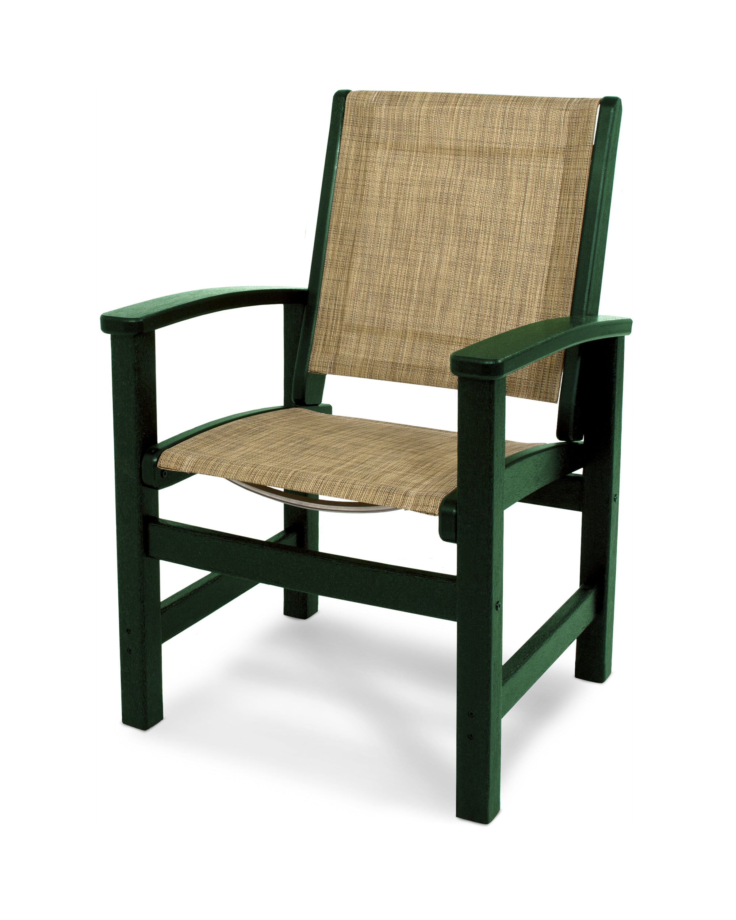 POLYWOOD® Coastal Dining Chair in Green / Burlap Sling