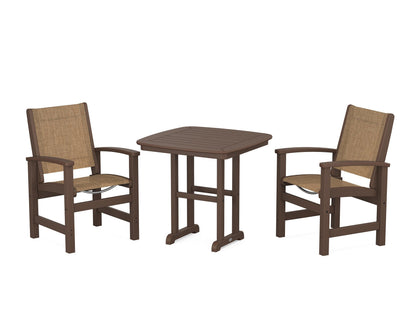 POLYWOOD® Coastal 3-Piece Dining Set in Mahogany / Burlap Sling