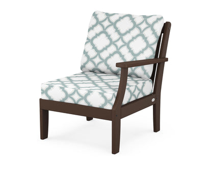 POLYWOOD® Braxton Modular Right Arm Chair in Mahogany / Trellis Glacier Spa