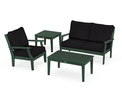 POLYWOOD® Braxton 4-Piece Deep Seating Set in Green / Midnight Linen