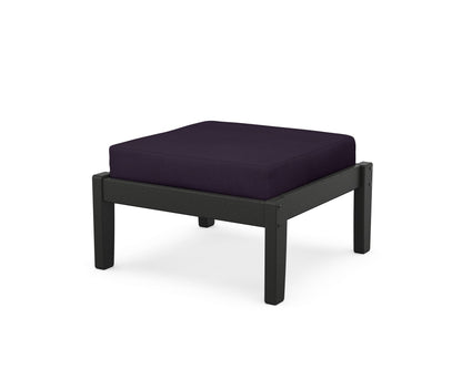 Unbranded Deep Seating Ottoman in Black / Navy Linen