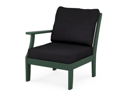 POLYWOOD® Braxton Modular Left Arm Chair in Green / Midnight Linen