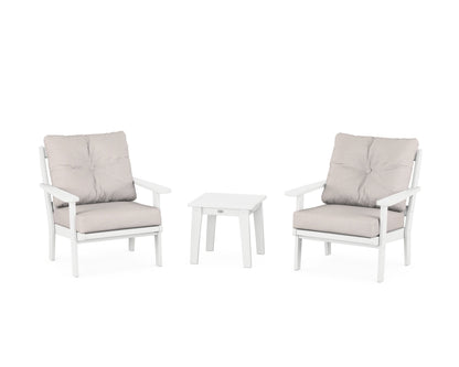 POLYWOOD® Mission 3-Piece Deep Seating Set in White / Dune Burlap