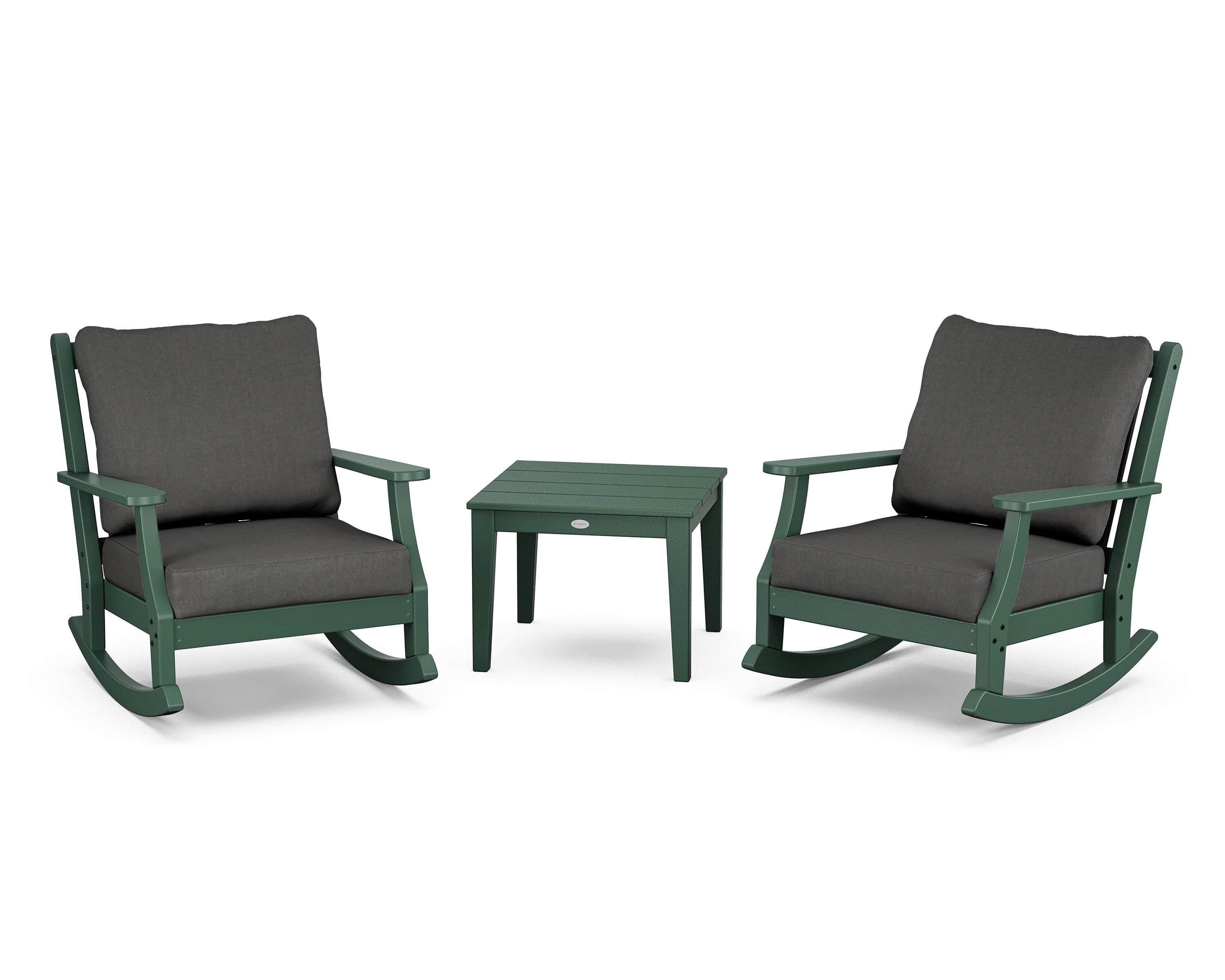 Country Living Wovendale 3-Piece Deep Seating Rocker Set in Green / Spectrum Carbon