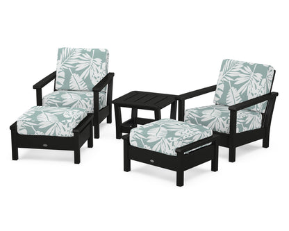 POLYWOOD® Harbour 5-Piece Deep Seating Chair Set in Black / Leaf Glacier Spa