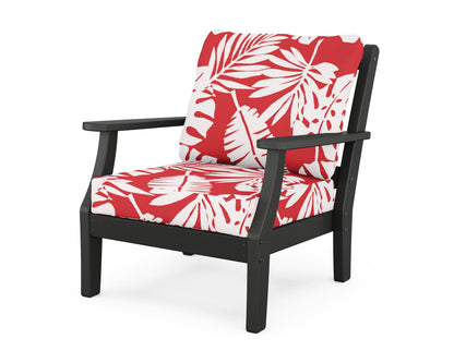 Martha Stewart by POLYWOOD® Chinoiserie Deep Seating Chair in Black / Leaf Crimson