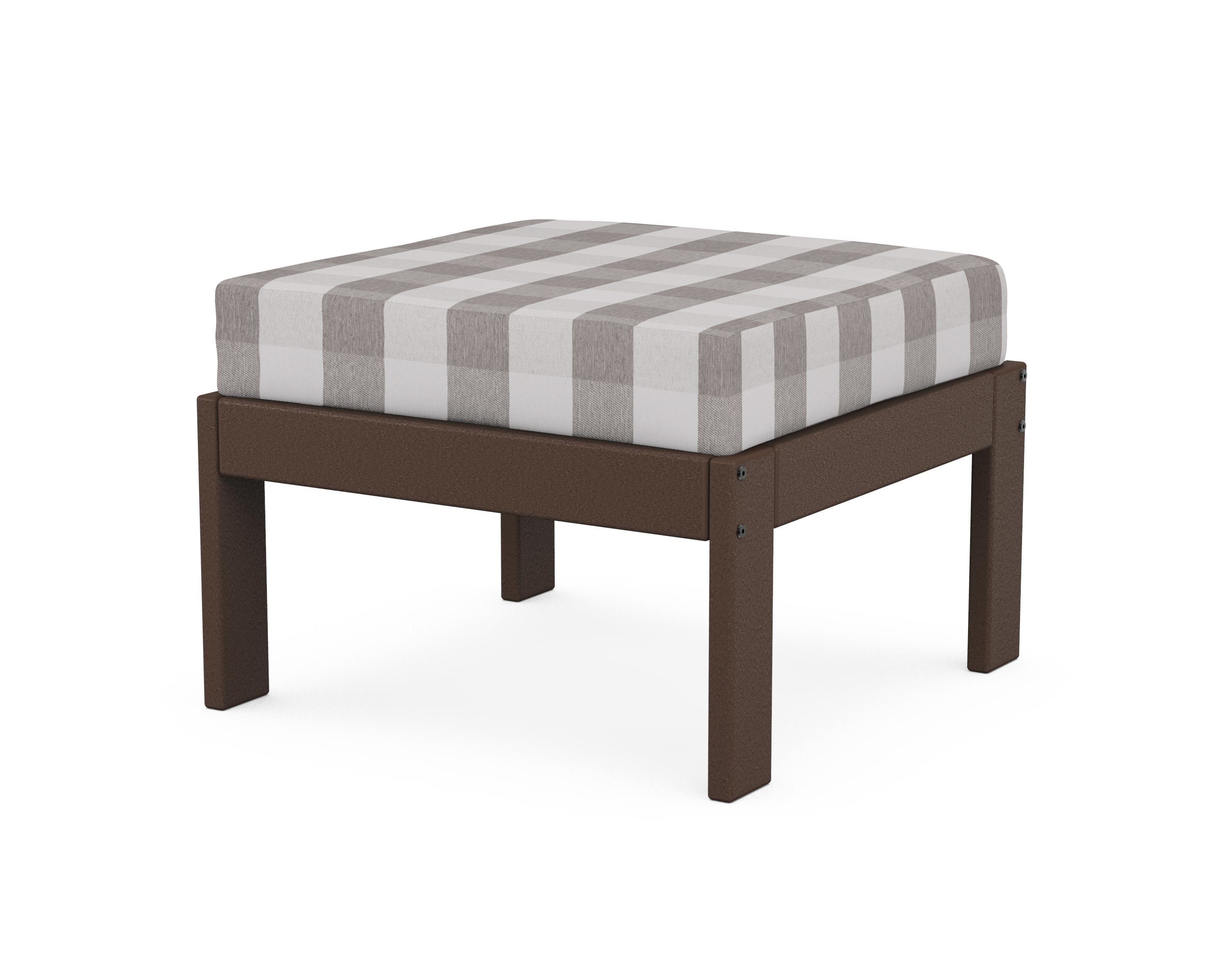 POLYWOOD® Vineyard Modular Ottoman in Mahogany / Buffalo Plaid Grey Mist