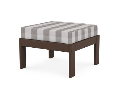 POLYWOOD® Vineyard Modular Ottoman in Mahogany / Buffalo Plaid Grey Mist