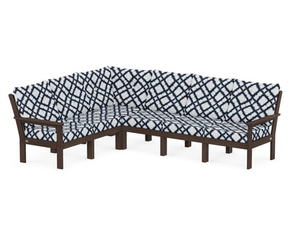 POLYWOOD® Vineyard 6-Piece Sectional in Mahogany / Trellis Marine Indigo