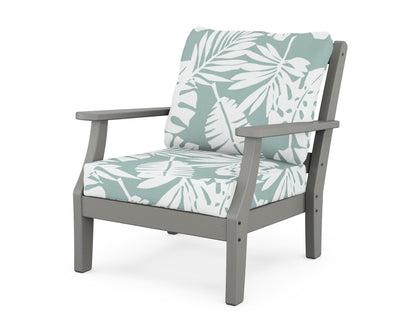 Martha Stewart by POLYWOOD® Chinoiserie Deep Seating Chair in Slate Grey / Leaf Glacier Spa