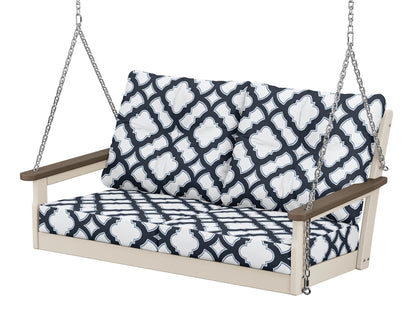 POLYWOOD® Vineyard Deep Seating Swing in Sand / Kona / Trellis Marine Indigo