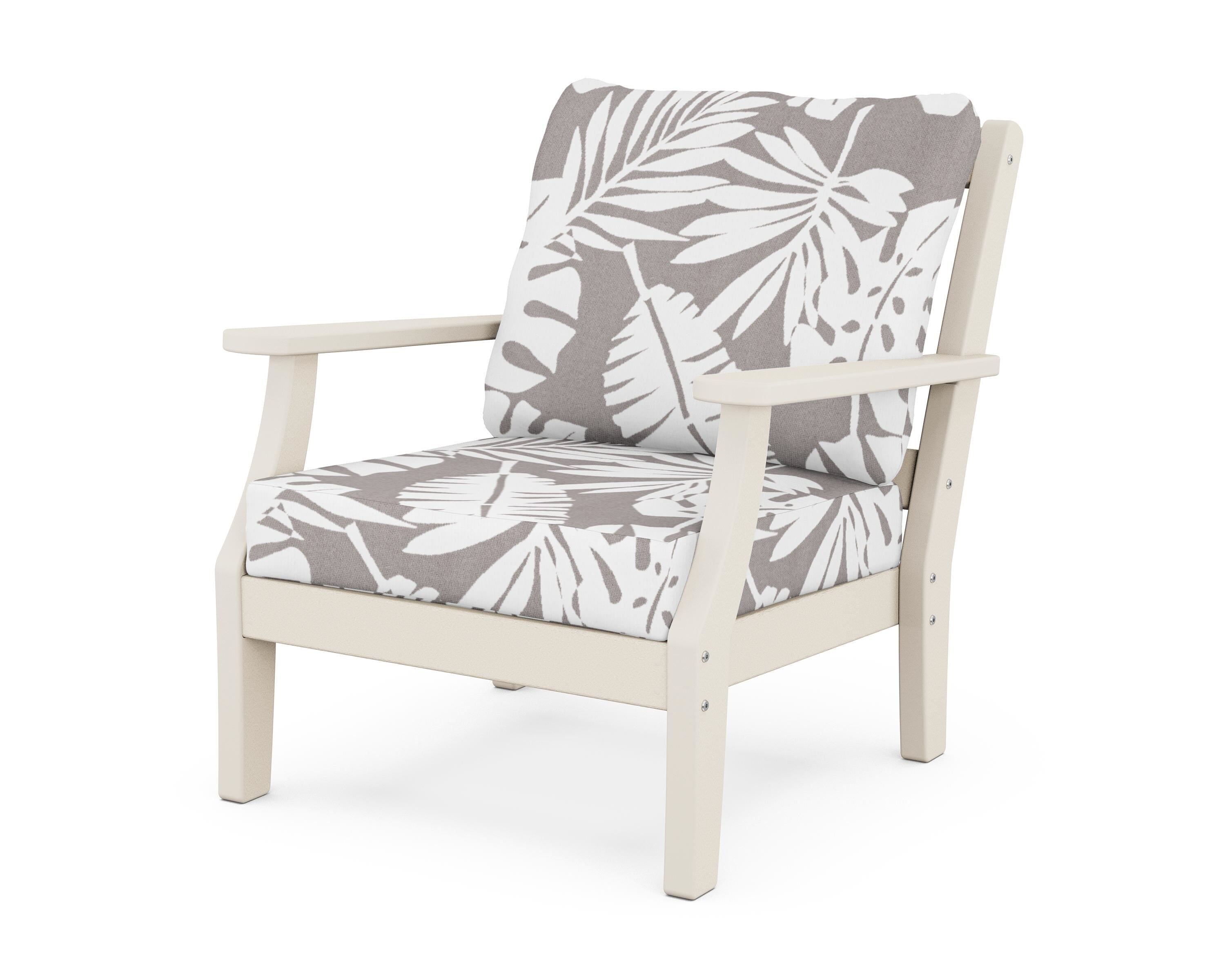 Martha Stewart by POLYWOOD® Chinoiserie Deep Seating Chair in Sand / Leaf Grey Mist