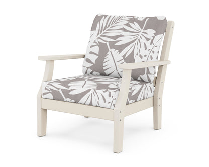Martha Stewart by POLYWOOD® Chinoiserie Deep Seating Chair in Sand / Leaf Grey Mist