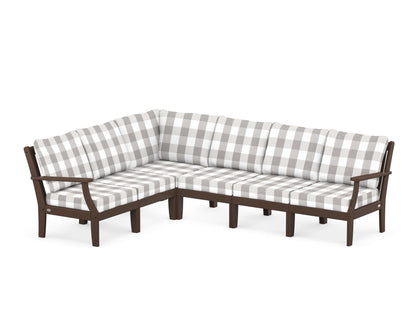 POLYWOOD® Braxton Modular 6-Piece Deep Seating Set in Mahogany / Buffalo Plaid Grey Mist