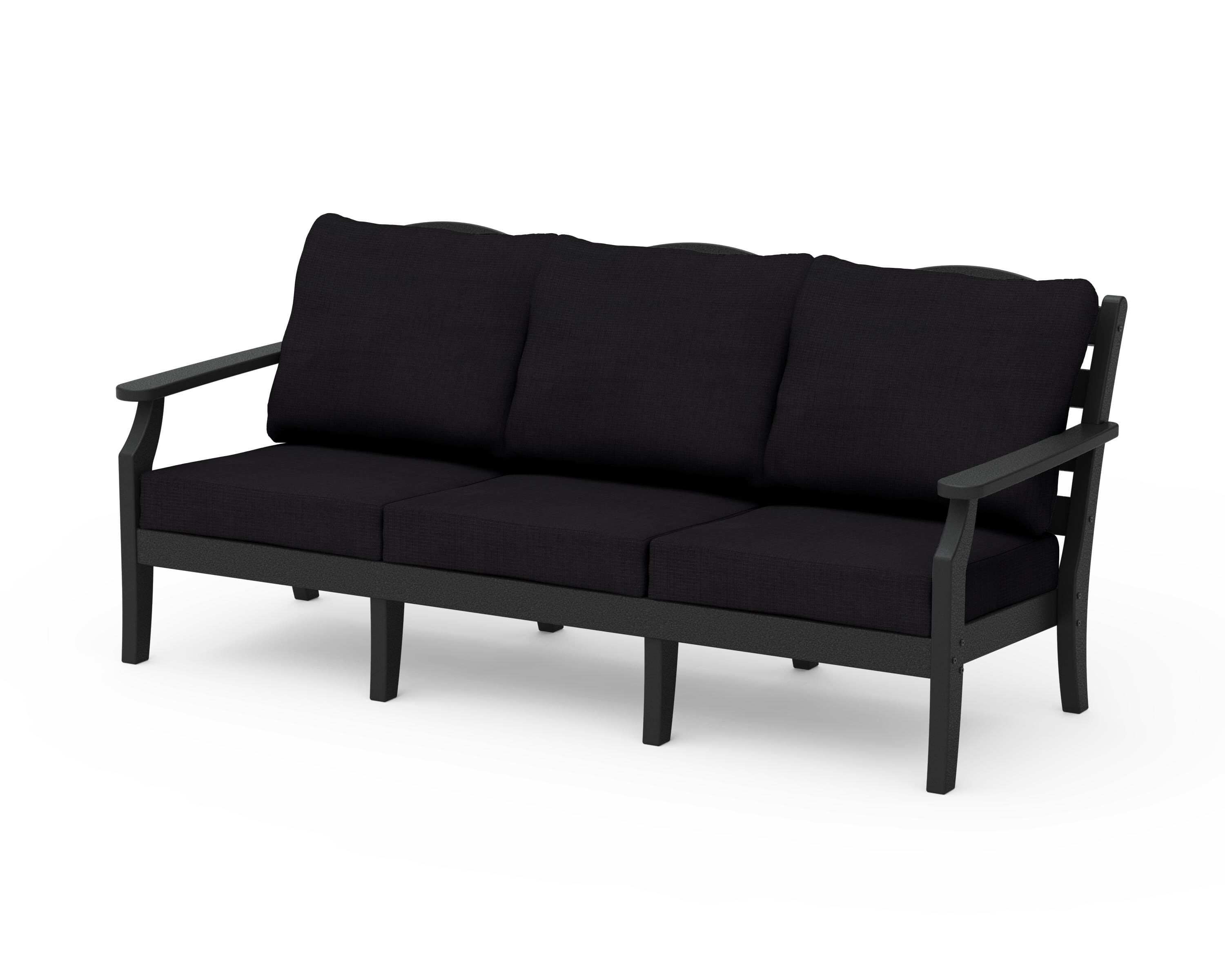 Draper James™ by  POLYWOOD® Savannah Deep Seating Sofa in Black / Midnight Linen