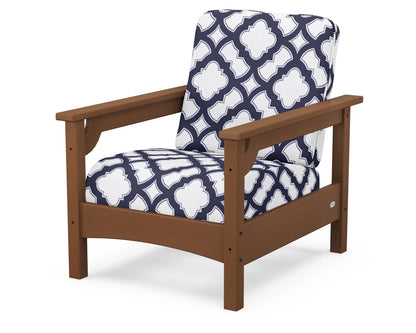 POLYWOOD® Club Chair in Teak / Trellis Navy