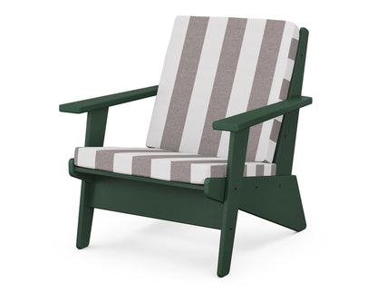 POLYWOOD® Riviera Modern Lounge Chair in Green / Cabana Stripe Grey Mist