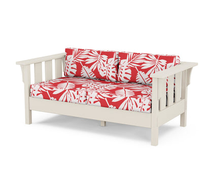 Martha Stewart by POLYWOOD® Acadia Deep Seating Loveseat in Sand / Leaf Crimson
