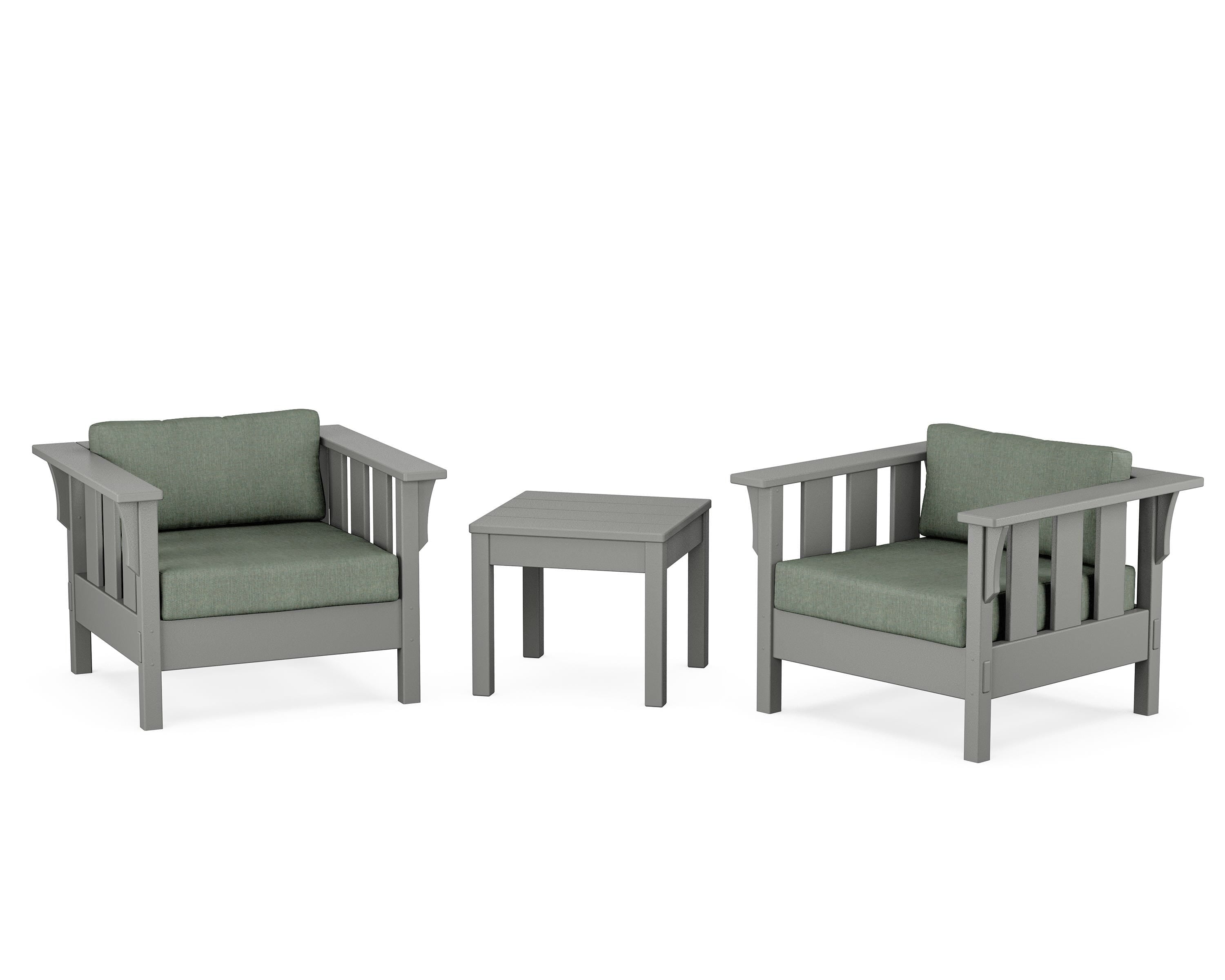 Martha Stewart by POLYWOOD® Acadia 3-Piece Deep Seating Set in Slate Grey / Cast Sage