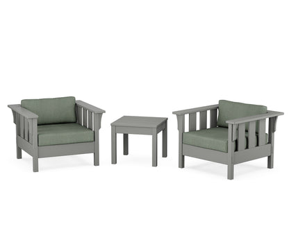 Martha Stewart by POLYWOOD® Acadia 3-Piece Deep Seating Set in Slate Grey / Cast Sage