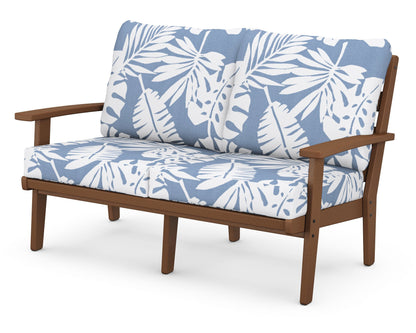 POLYWOOD® Grant Park Deep Seating Loveseat in Teak / Leaf Sky Blue
