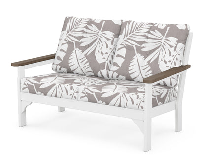 POLYWOOD® Vineyard Deep Seating Loveseat in White / Kona / Leaf Grey Mist