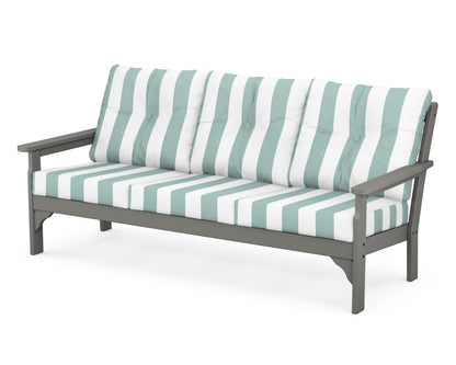 POLYWOOD® Vineyard Deep Seating Sofa in Slate Grey / Cabana Stripe Glacier Spa