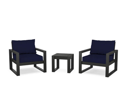 POLYWOOD® EDGE Sectional 3-Piece Deep Seating Set in Black / Navy