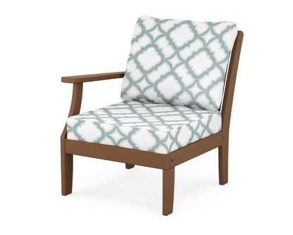 POLYWOOD® Braxton Modular Left Arm Chair in Teak / Trellis Glacier Spa