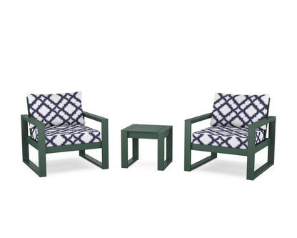 POLYWOOD® EDGE Sectional 3-Piece Deep Seating Set in Green / Trellis Navy