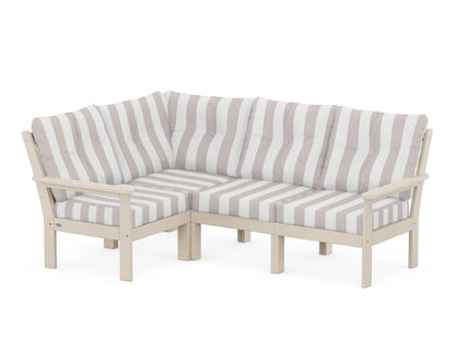 POLYWOOD® Vineyard 4-Piece Sectional in Sand / Cabana Stripe Dune Burlap