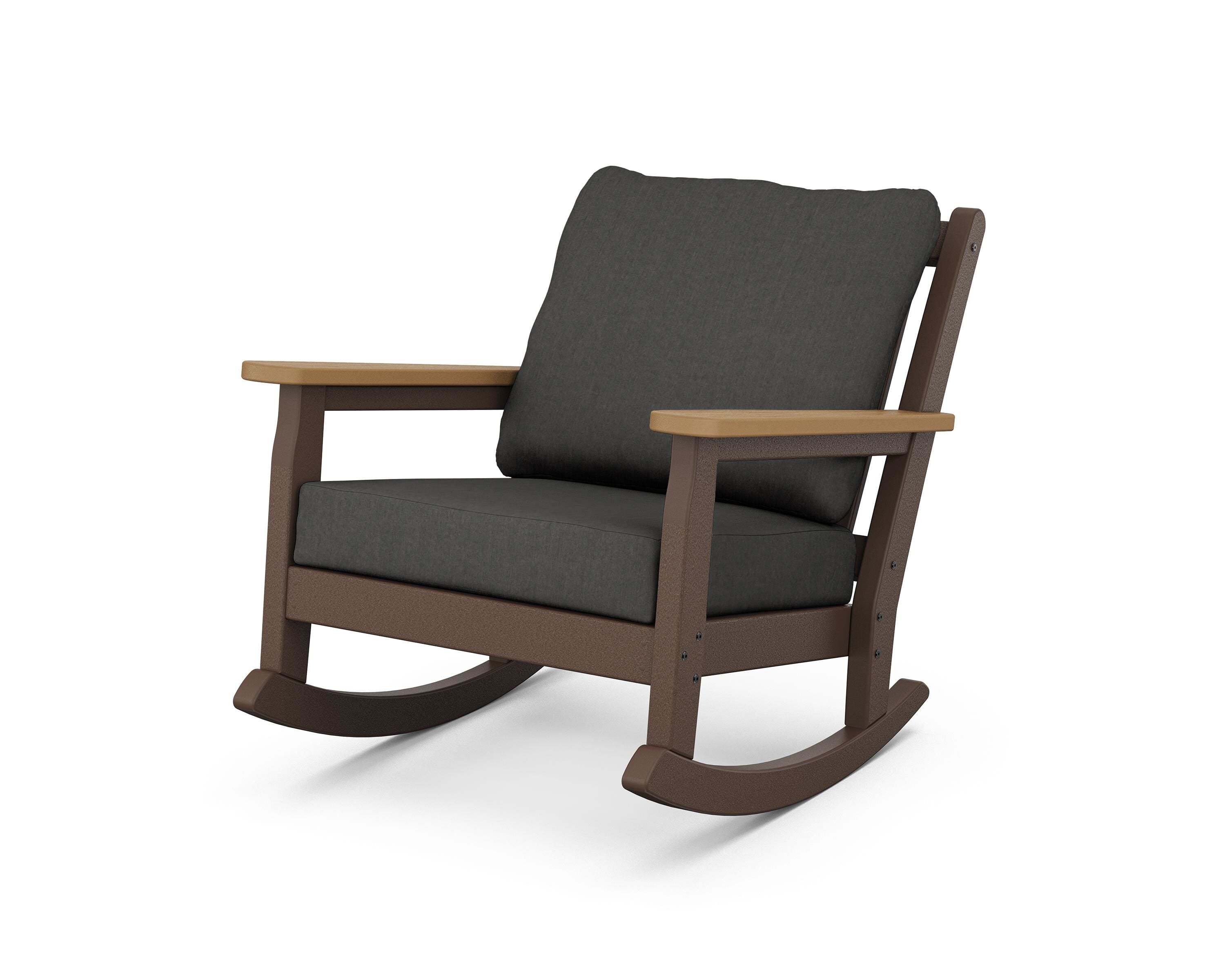 POLYWOOD® Chippendale Deep Seating Rocking Chair in Mahogany / Natural / Spectrum Carbon