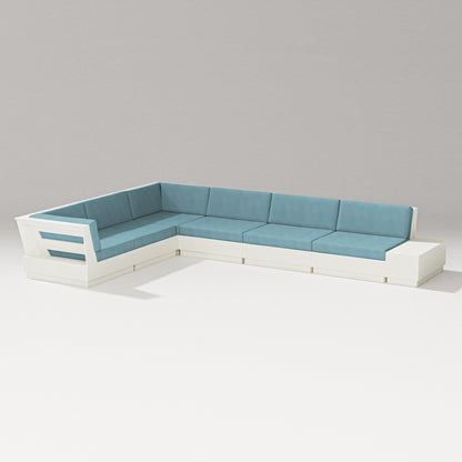 PW Designer Series Elevate 7-Piece Corner Sectional in Vintage White / Lattice Sky Blue