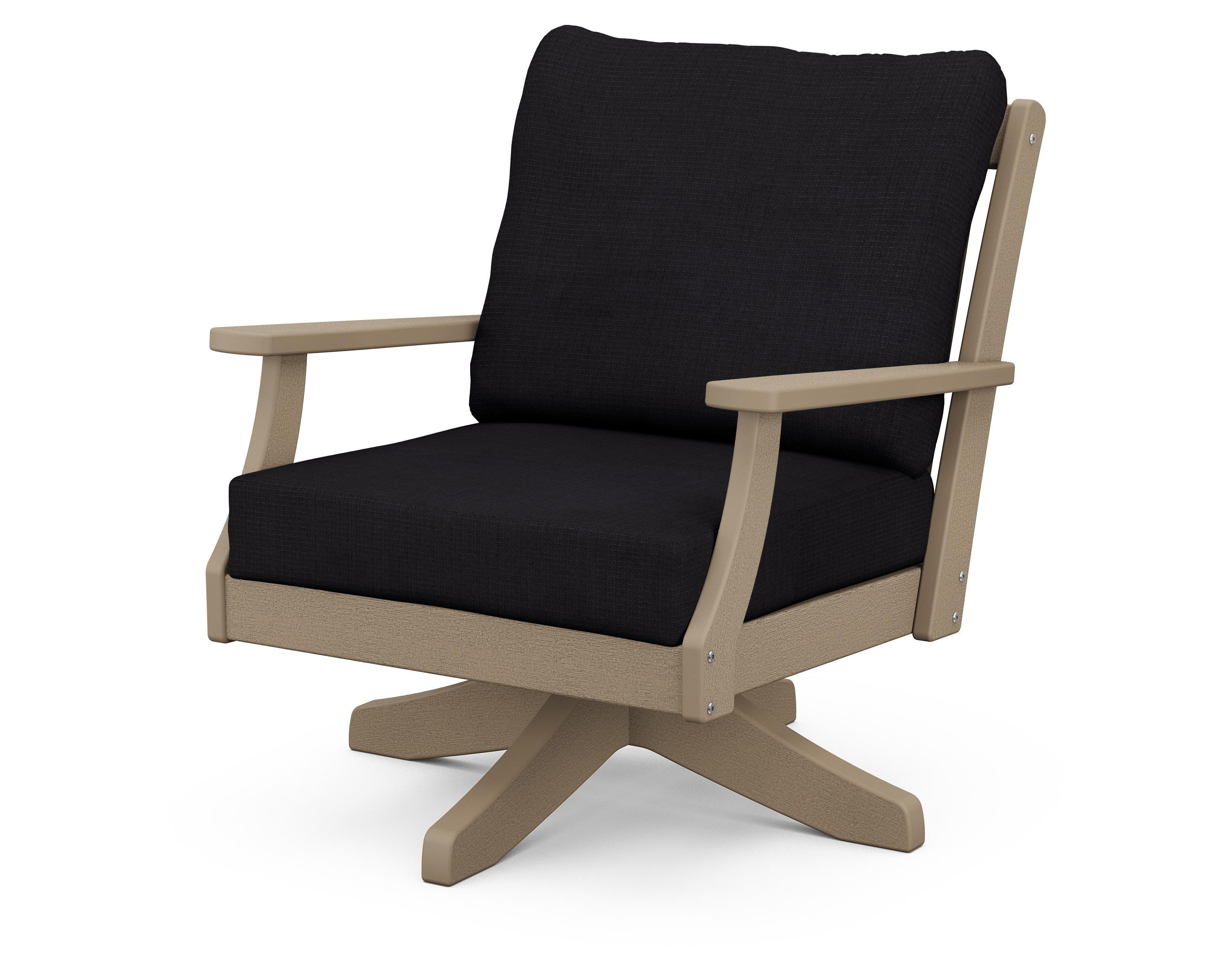 POLYWOOD® Braxton Deep Seating Swivel Chair in Vintage Sahara / Midnight Linen