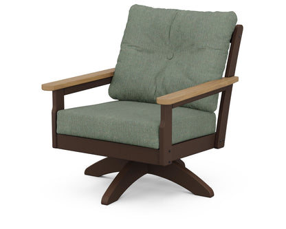 POLYWOOD® Vineyard Deep Seating Swivel Chair in Mahogany / Natural / Cast Sage