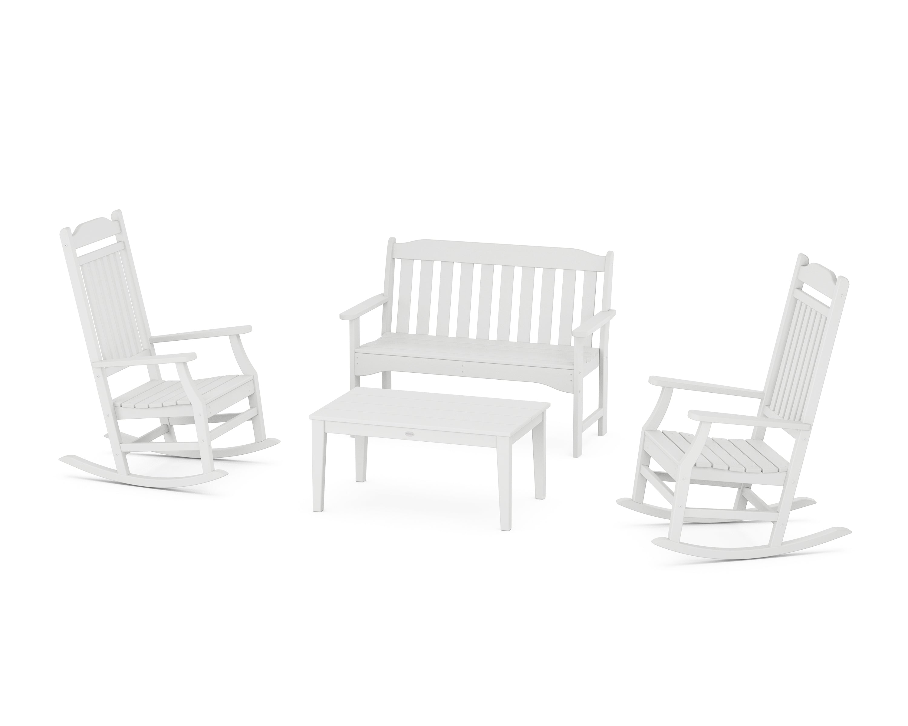 Country Living Cottage Rocking Chair 4-Piece Porch Set in White