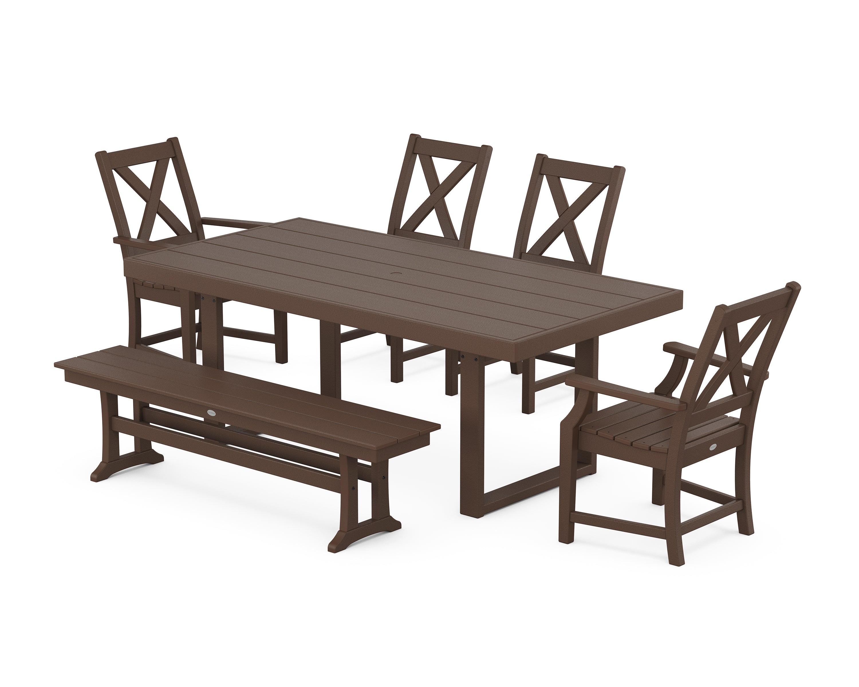 POLYWOOD® Braxton 6-Piece Dining Set with Bench in Mahogany