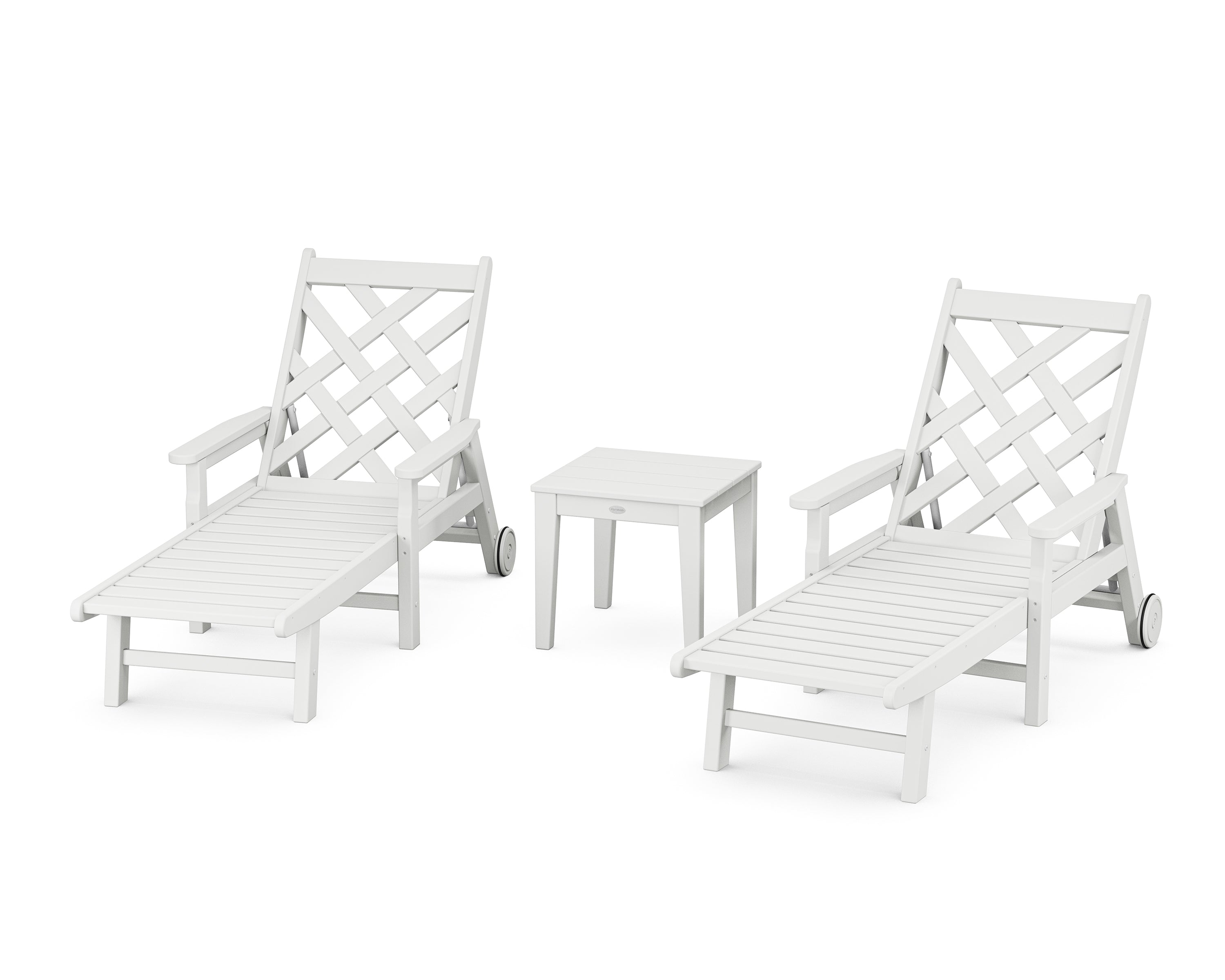 Country Living Wovendale 3-Piece Chaise Set with Arms and Wheels in White