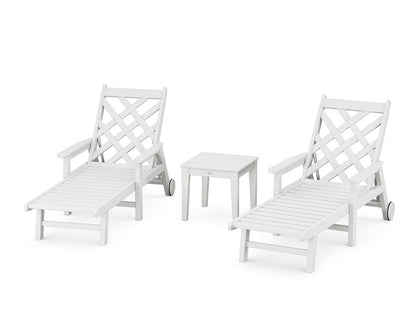 Country Living Wovendale 3-Piece Chaise Set with Arms and Wheels in White
