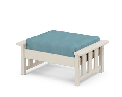 Martha Stewart by POLYWOOD® Acadia Deep Seating Ottoman in Sand / Lattice Sky Blue
