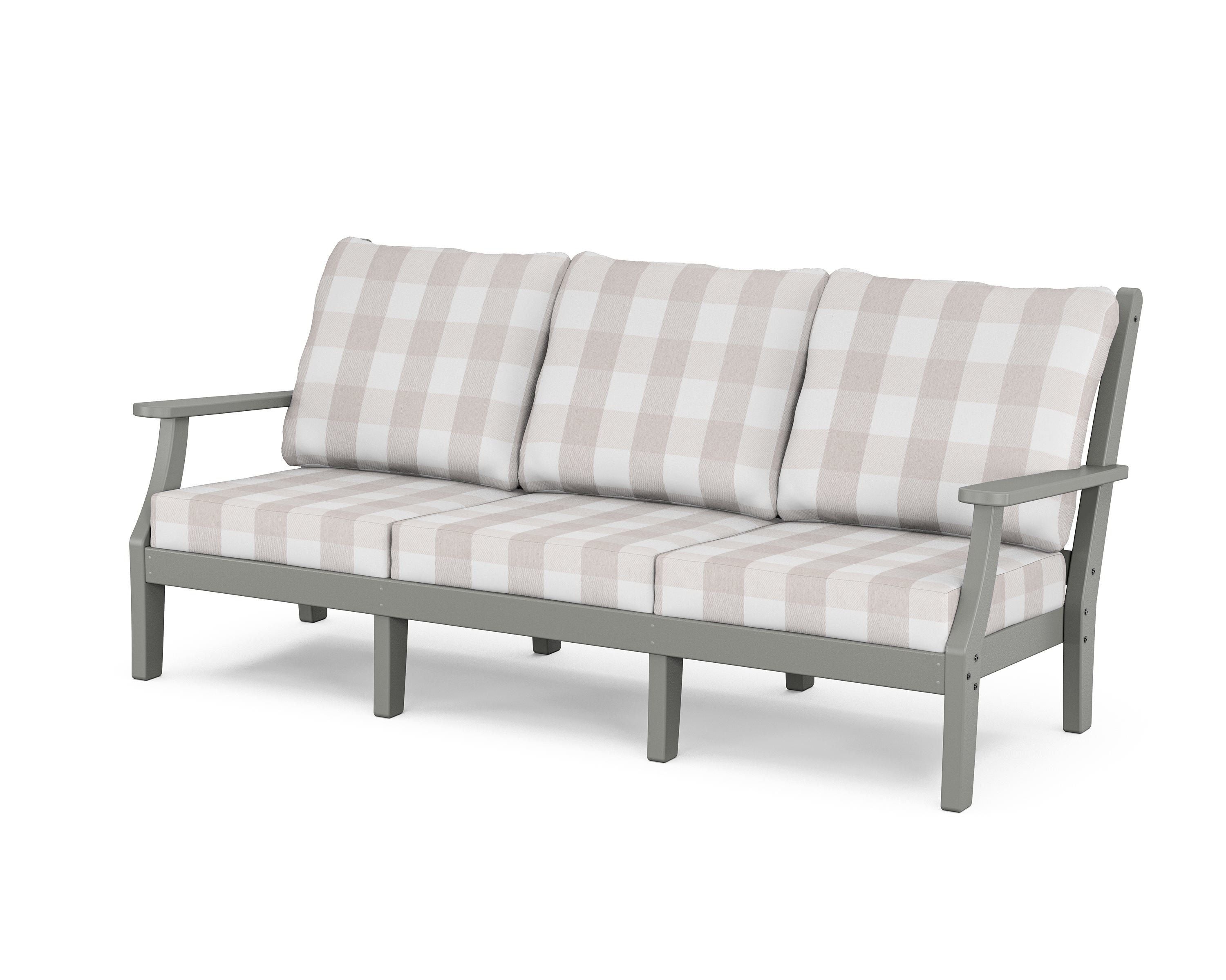 Country Living Wovendale Deep Seating Sofa in Slate Grey / Buffalo Plaid Dune Burlap
