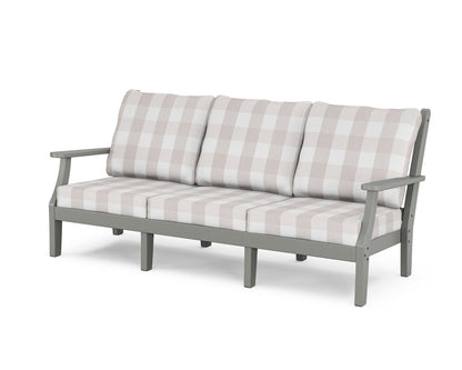 Country Living Wovendale Deep Seating Sofa in Slate Grey / Buffalo Plaid Dune Burlap