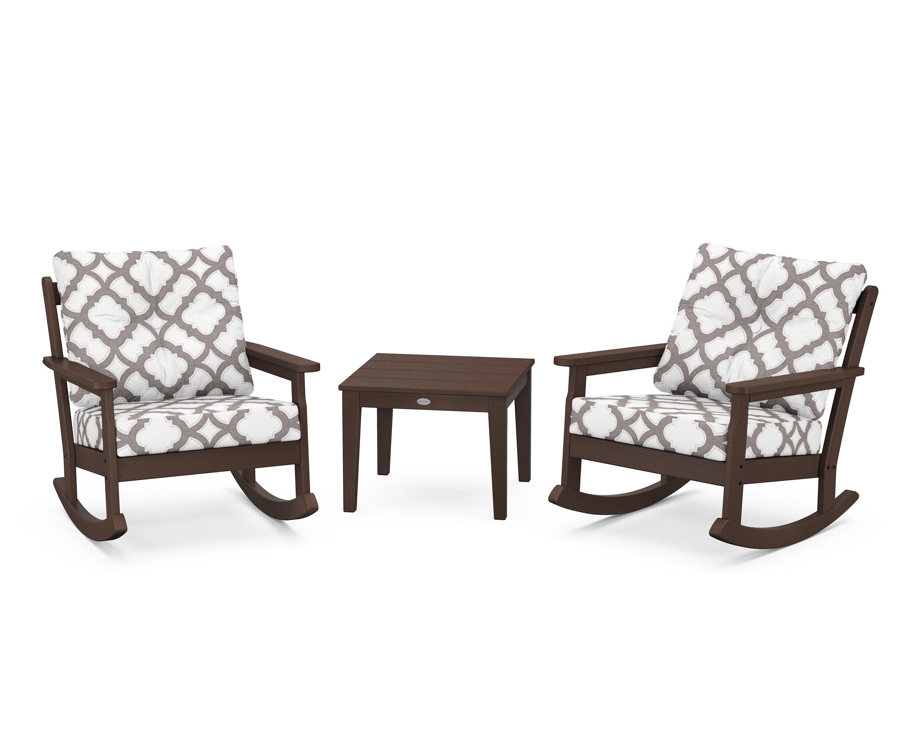POLYWOOD® Vineyard 3-Piece Deep Seating Rocker Set in Mahogany / Trellis Grey Mist